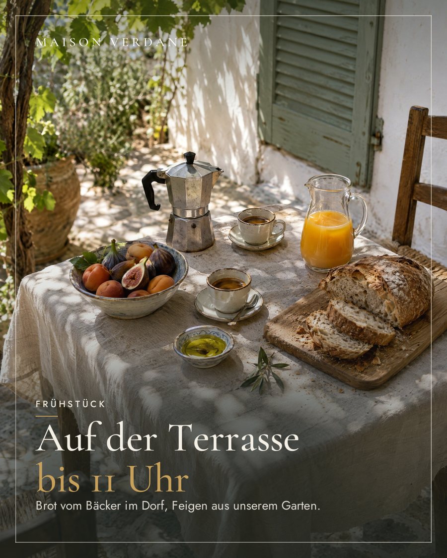 Post in German: Auf der Terrasse bis 11 Uhr