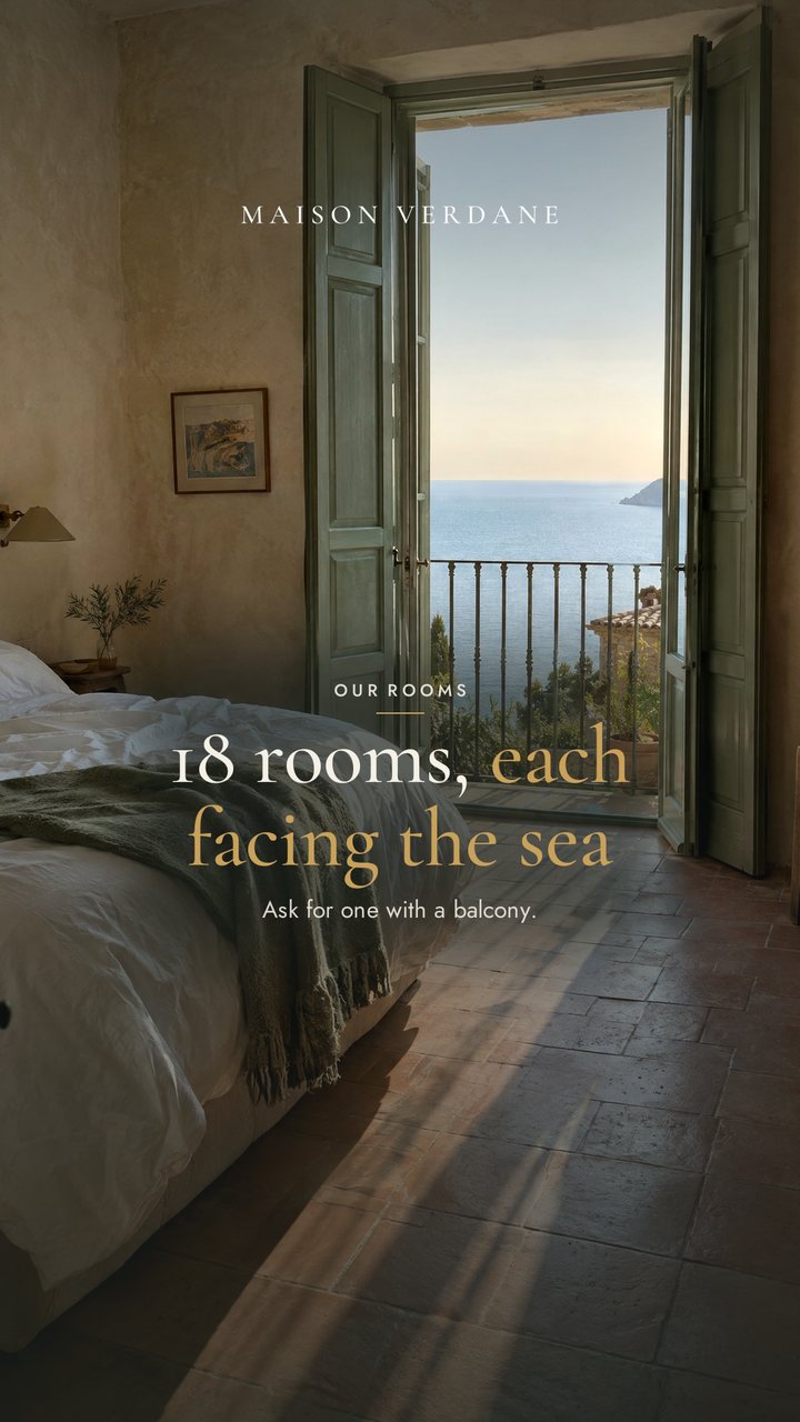 Story: 18 rooms, each facing the sea